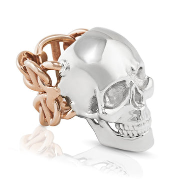 14k Two Tone Gold Skull Ring